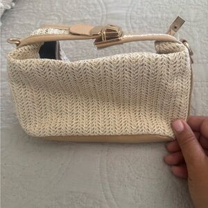 Cream and Tan Women's Bag